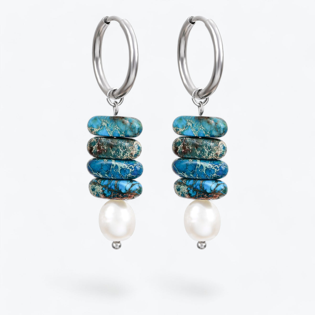 Ocean Bliss Pearl & Blue Jasper Oorring Drops