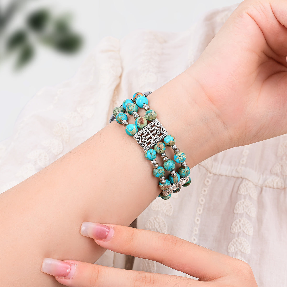 Ambachtelijke Turquoise Spirit Stretch Apple Watch-band