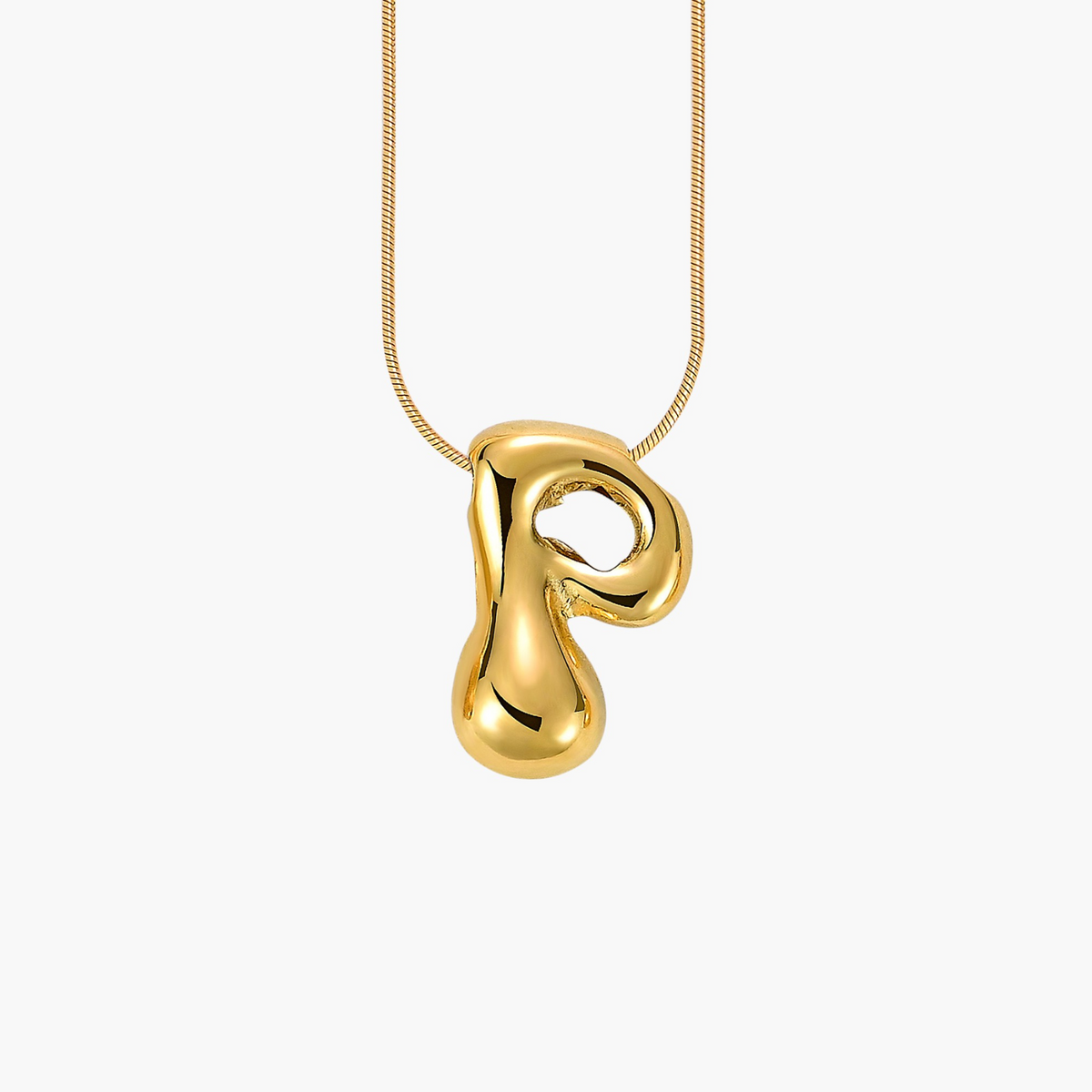 Gouden Gloed Bubbelletter Initiaal Ketting