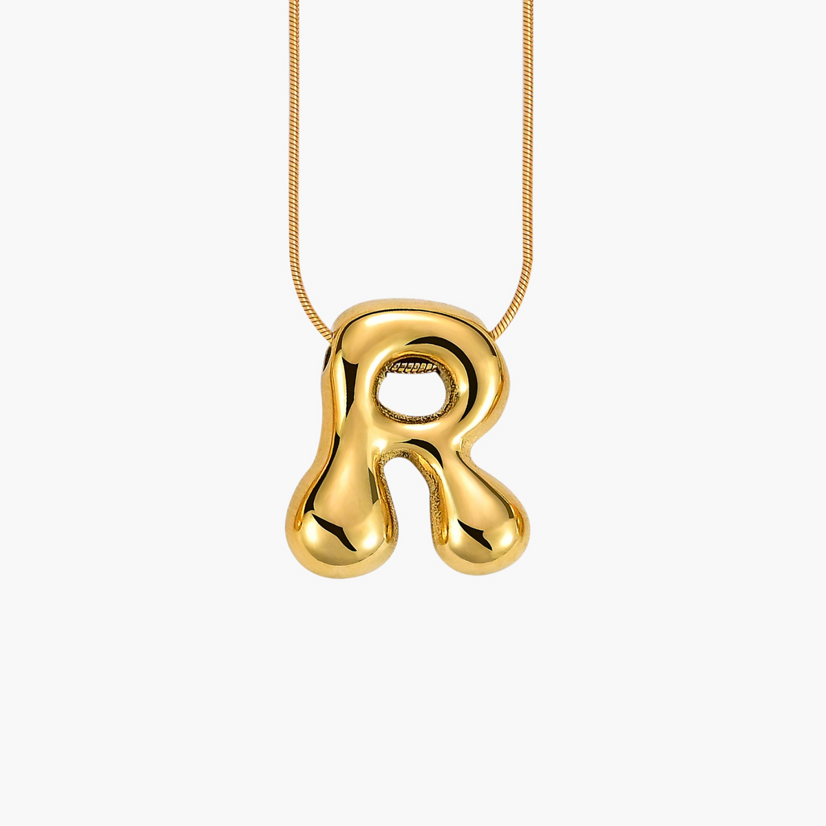 Gouden Gloed Bubbelletter Initiaal Ketting