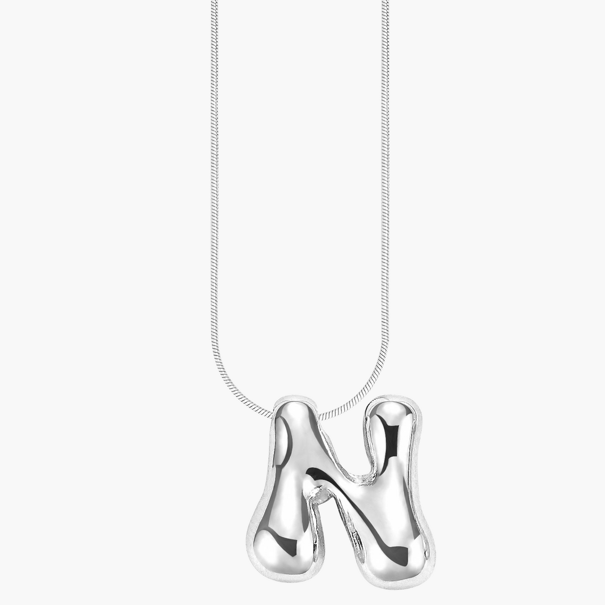 Zilveren Glow Bubble Letter Initial Ketting