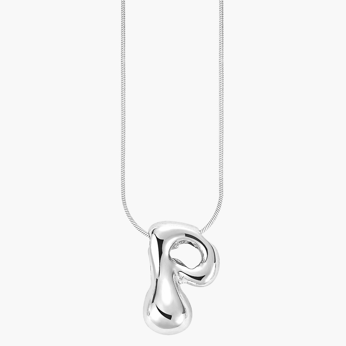 Zilveren Glow Bubble Letter Initial Ketting