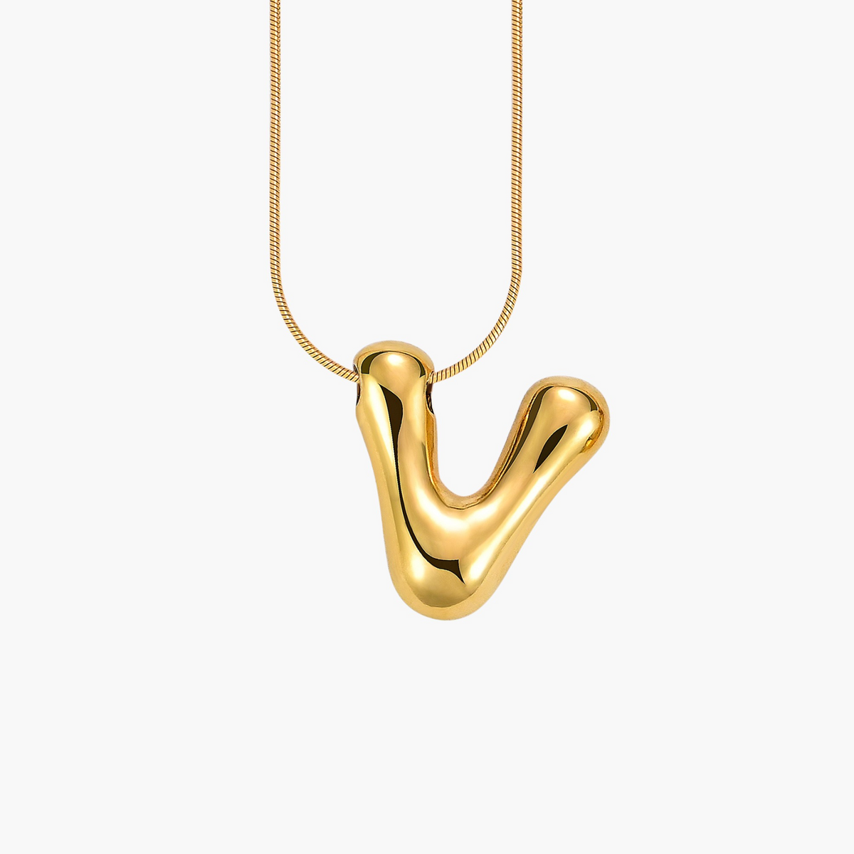 Gouden Gloed Bubbelletter Initiaal Ketting
