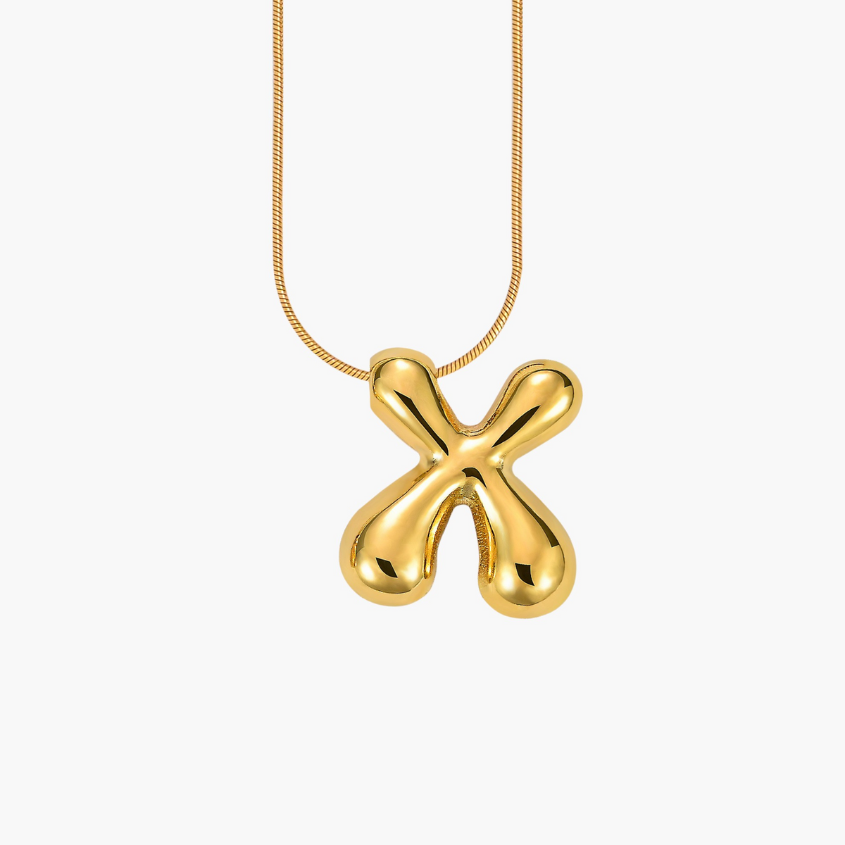 Gouden Gloed Bubbelletter Initiaal Ketting