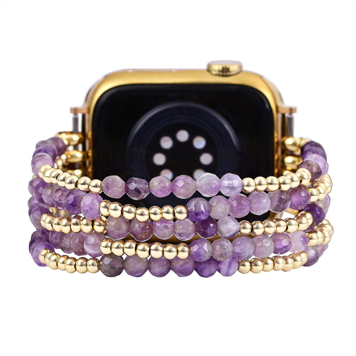 Gouden Violet Amethist Rekbare Apple Watch Band