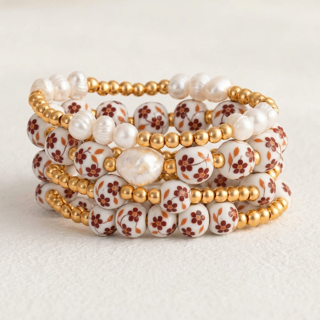 Armbandenset Porcelain Garden Autumn Blossom