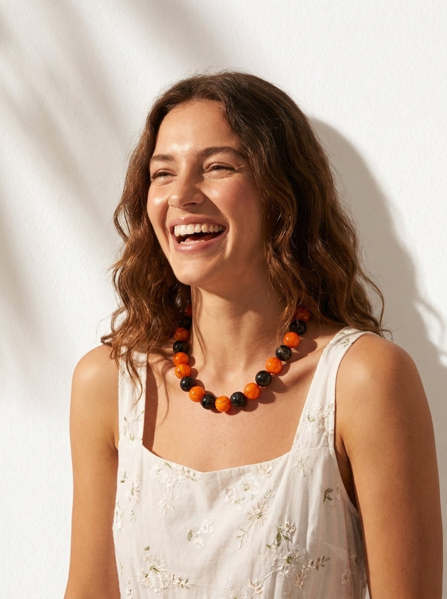 Halloween-chunky ketting met Middernachtpompoen