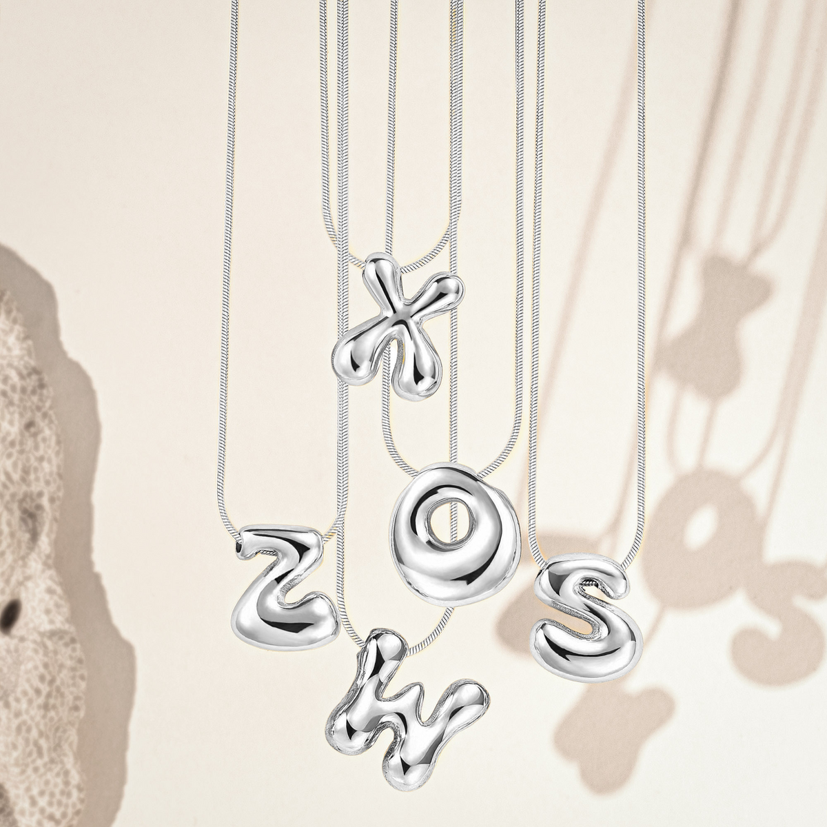 Zilveren Glow Bubble Letter Initial Ketting