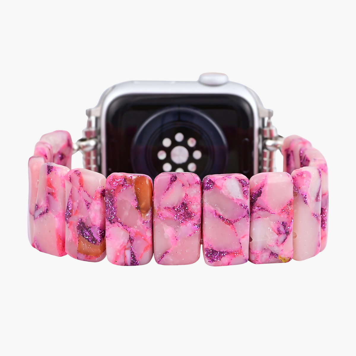 Roze marmeren rekbare Apple Watch-band
