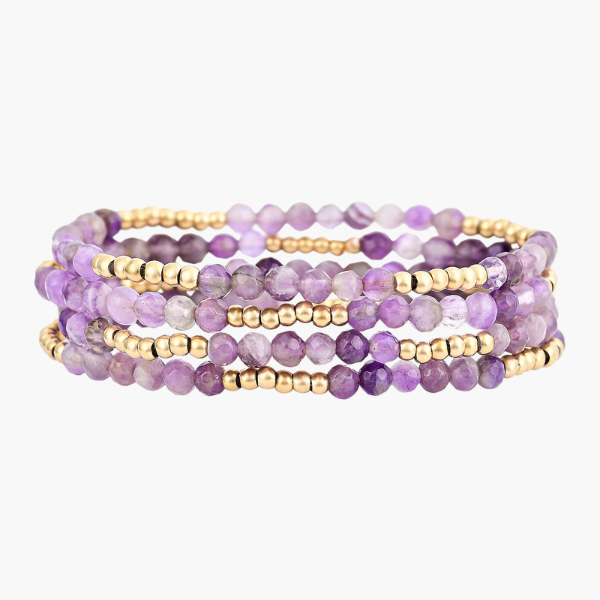 Gouden Violette Amethist Armbanden Set