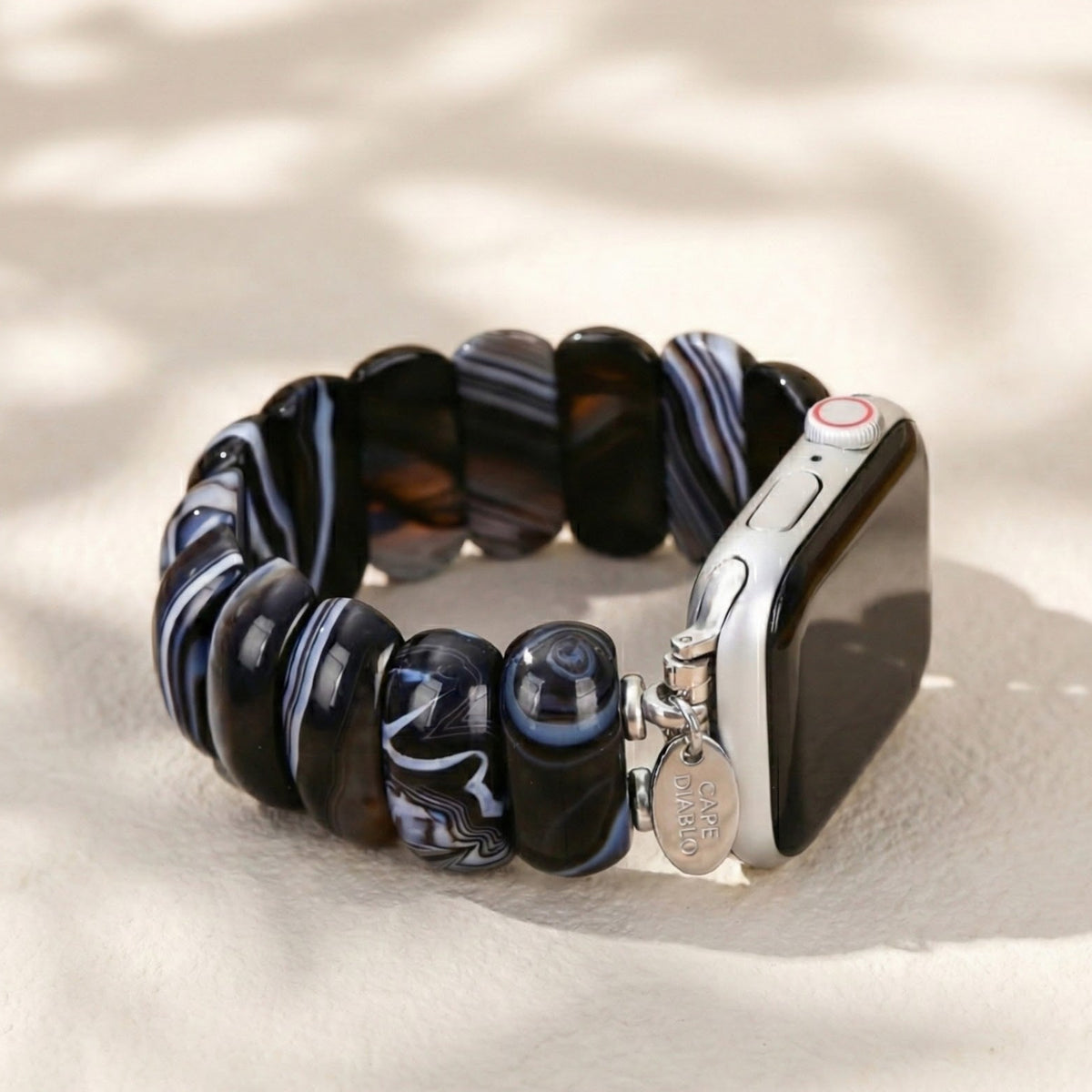 Zwarte Marmer Agaat Apple Watch Band