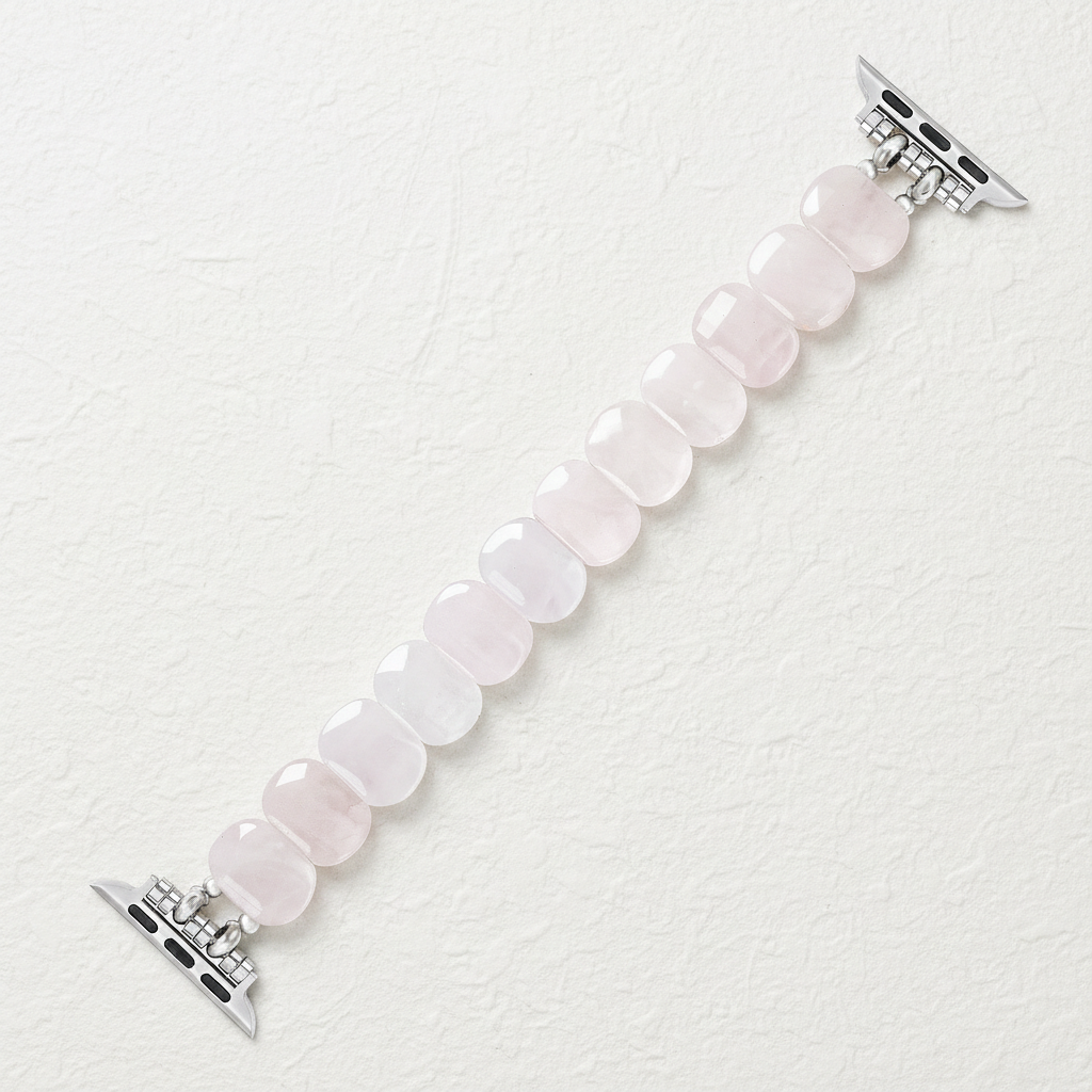 Zacht Roze Kwarts Rekbare Apple Watch Bandje