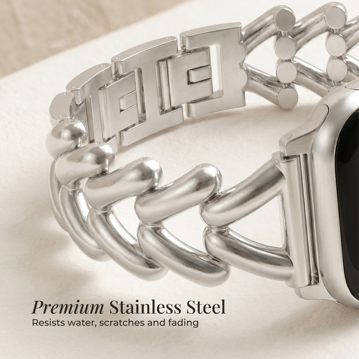 Platina gevlochten luxe Apple Watch bandje