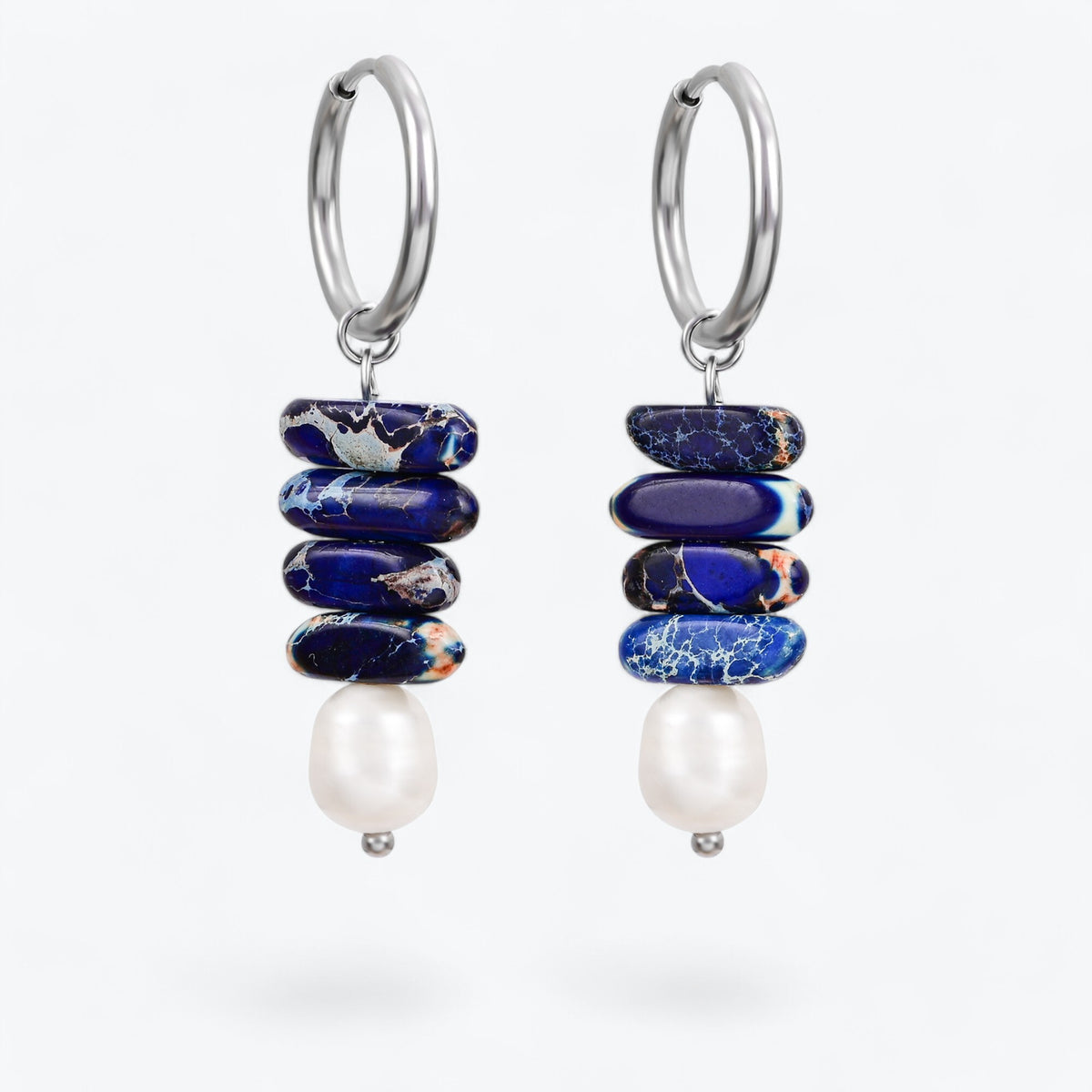 Ocean Bliss Pearl & Lapis Jasper Oorring Dangles