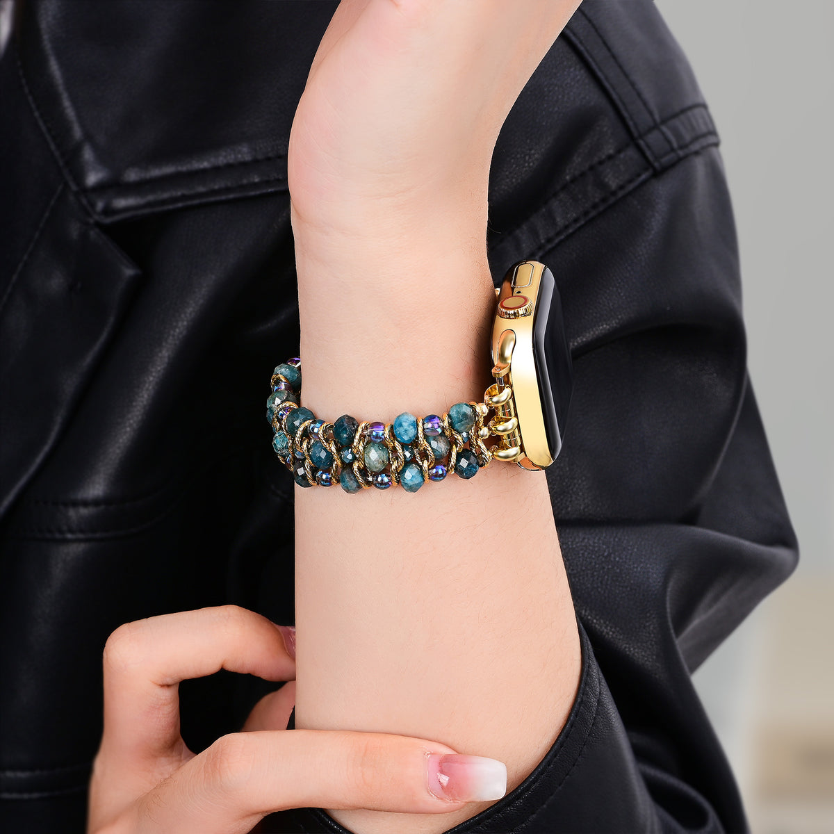 Crystal Shores gevlochten rekbare Apple Watch bandje