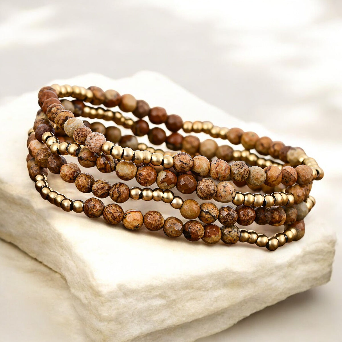 Gouden Aarde Jaspis Armband Set