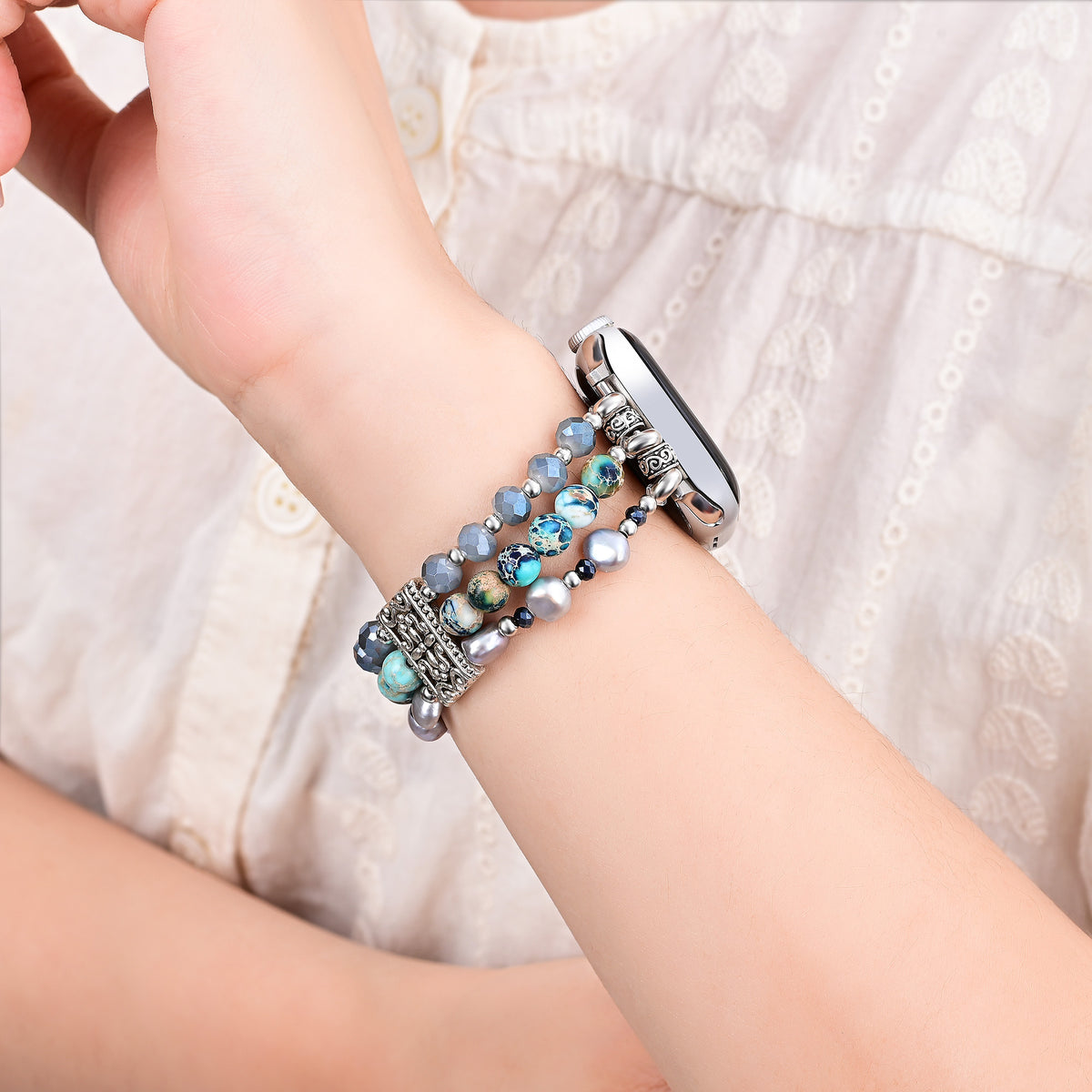Ambachtelijke Jasper Nomadische Stretch Apple Watch Band