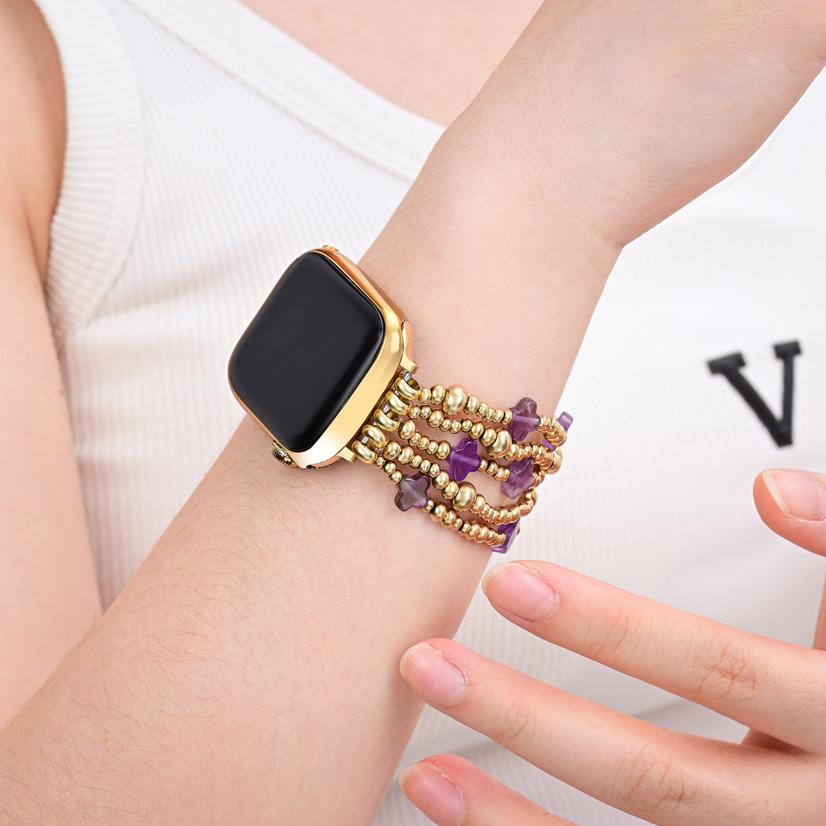 Purple Majesty Cross Stretch Apple Watch-bandje