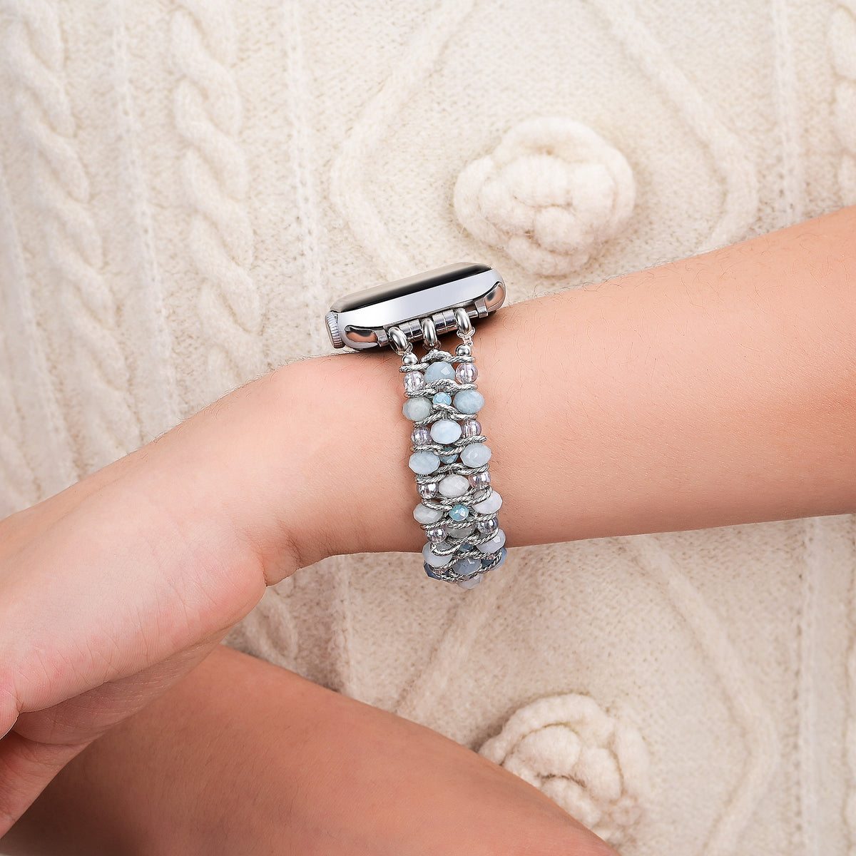 Aquamarijn Saffier Gevlochten Apple Watch Band