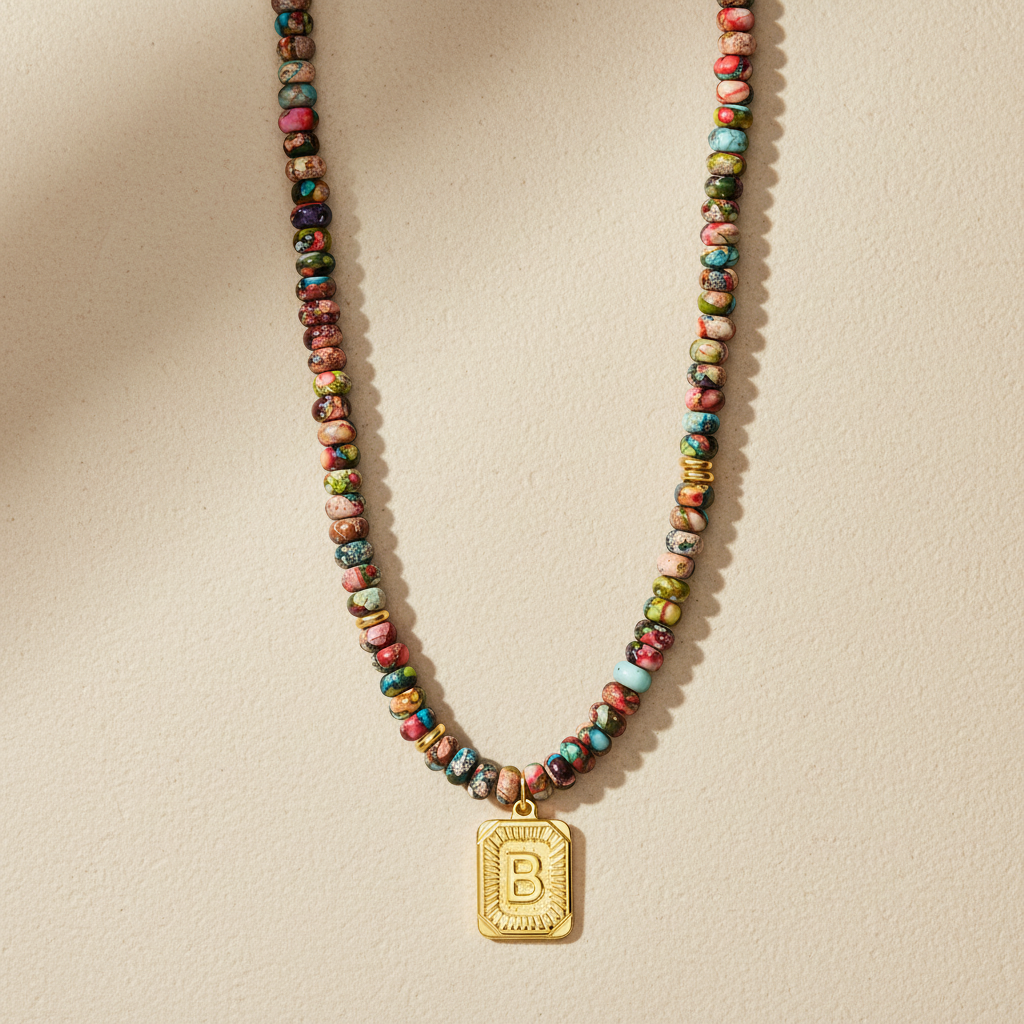 Blauwe Imperial Jaspis Letter Ketting