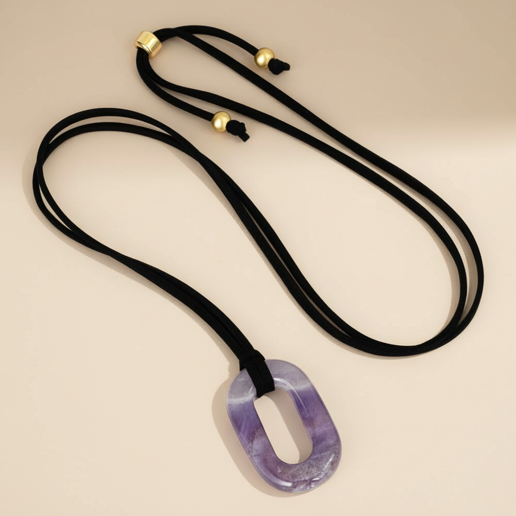 Suède Amethist Sereniteit Ketting