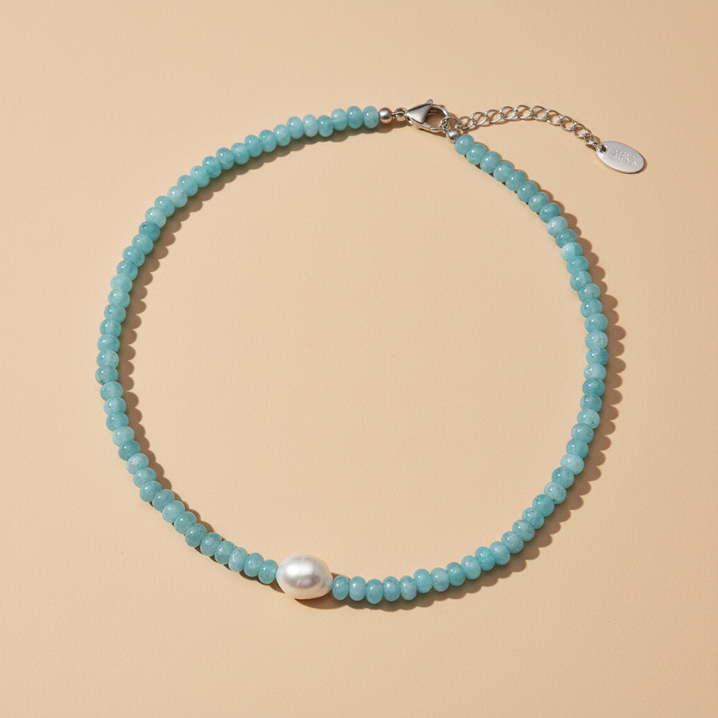 Jade Bloesem Parelketting