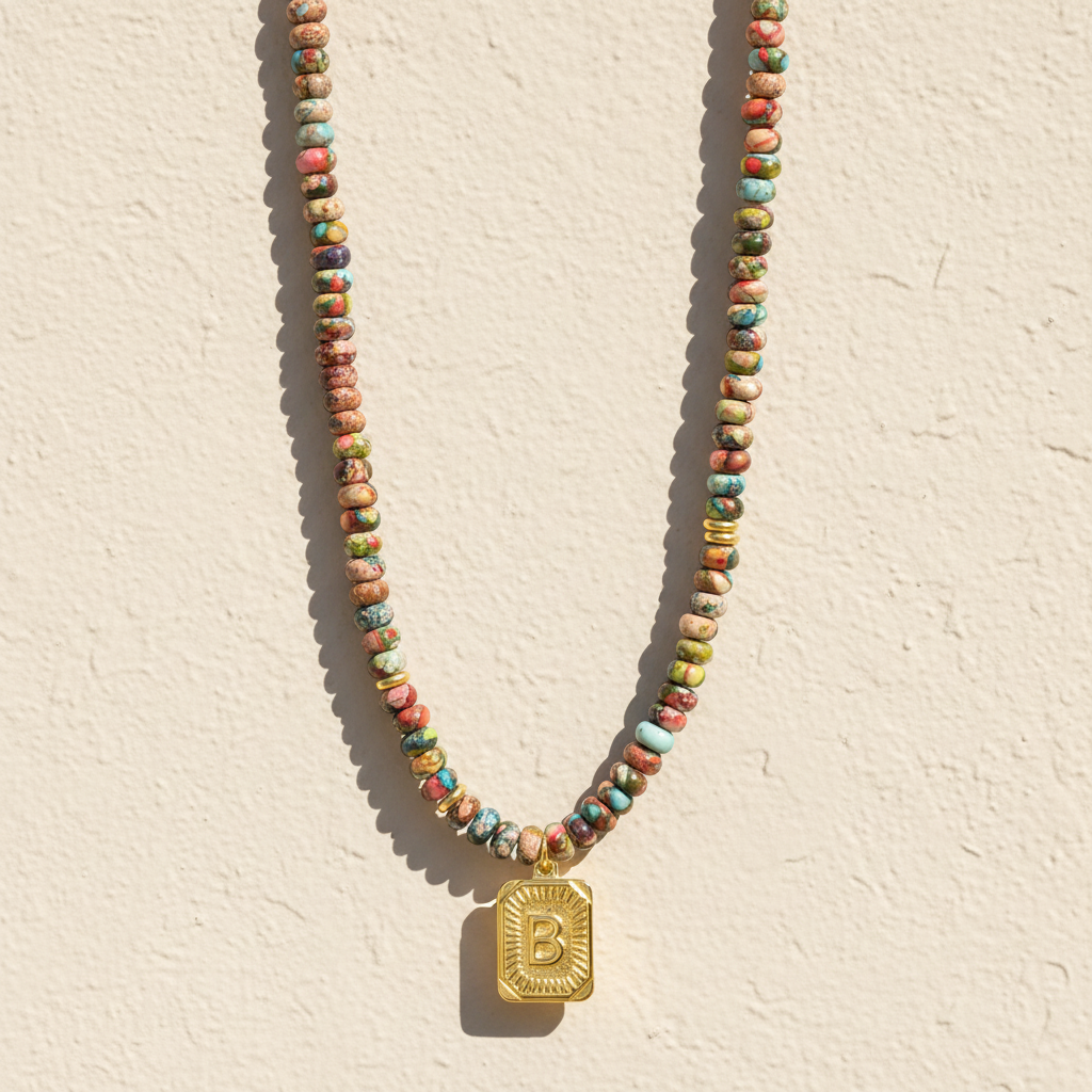 Blauwe Imperial Jaspis Letter Ketting