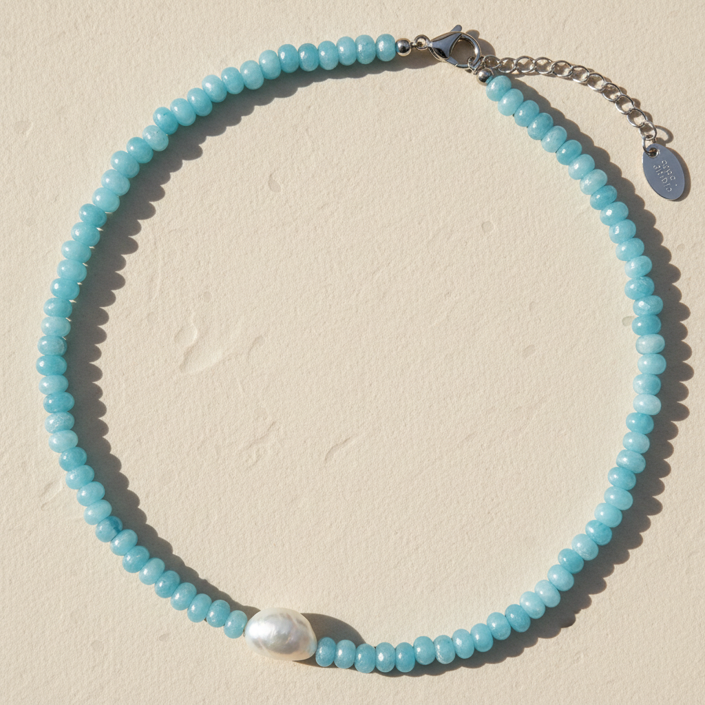 Jade Bloesem Parelketting