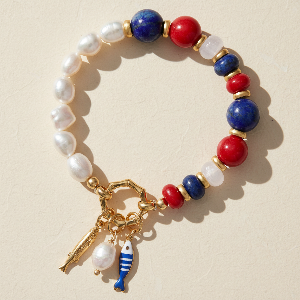 Lapis Parel Bedel Armband