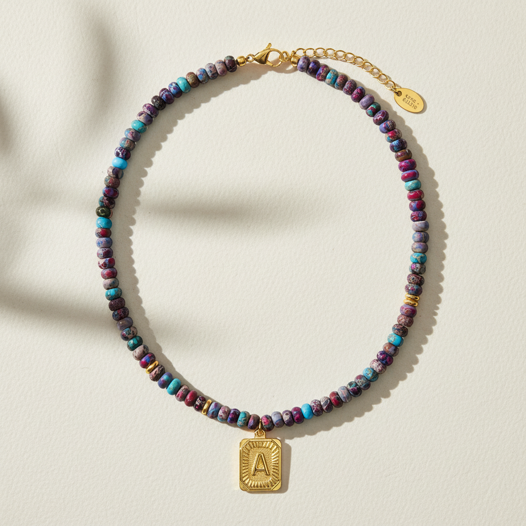 Blauwe Imperial Jaspis Letter Ketting