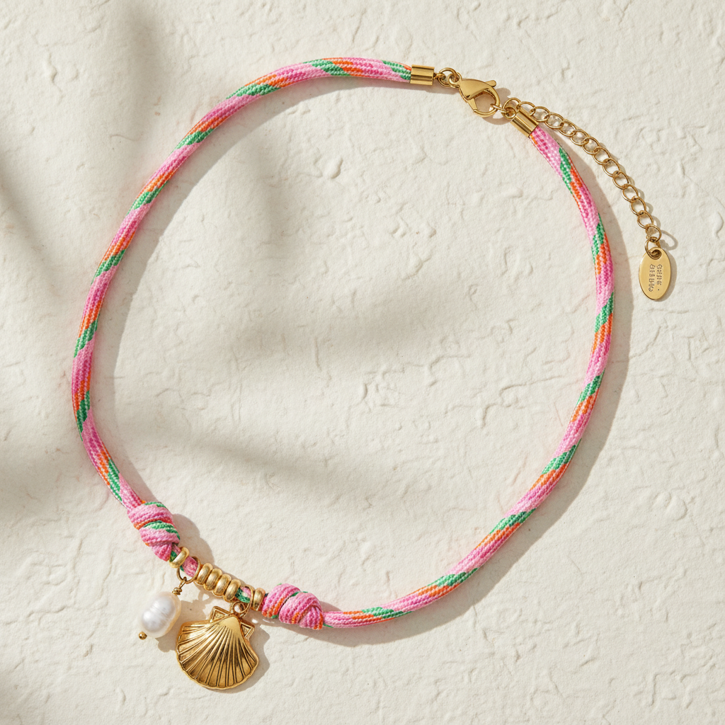 Ketting met schelpenhanger aan zeezijde