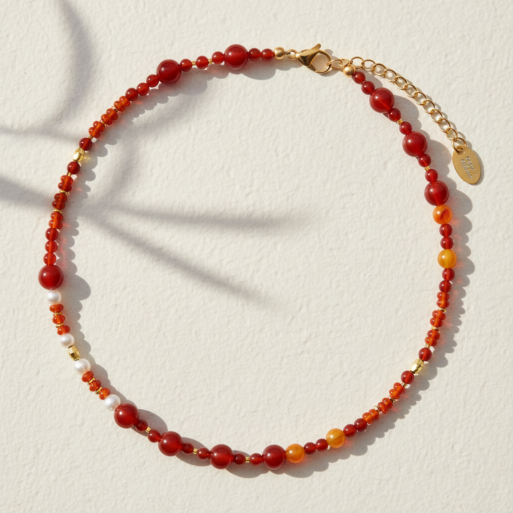 Rood Agaat & Parel Harmonie Ketting