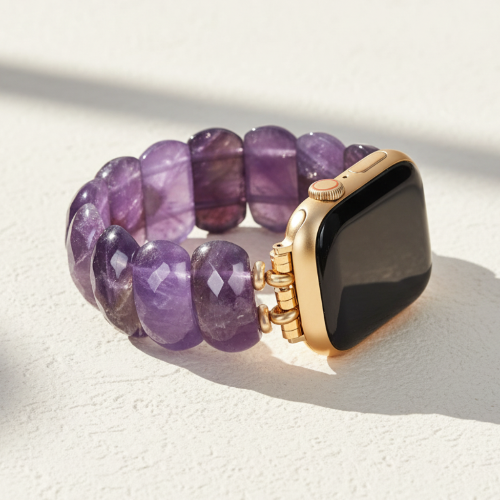Healing Amethist Beschermende Rekbare Apple Watch Band