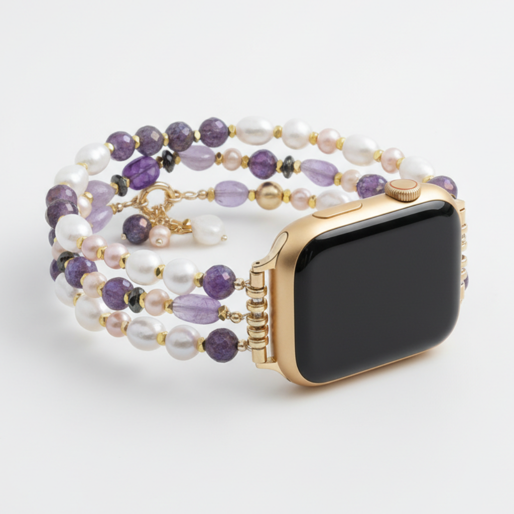 Amethist Parel Cluster Rekbare Apple Watch Band