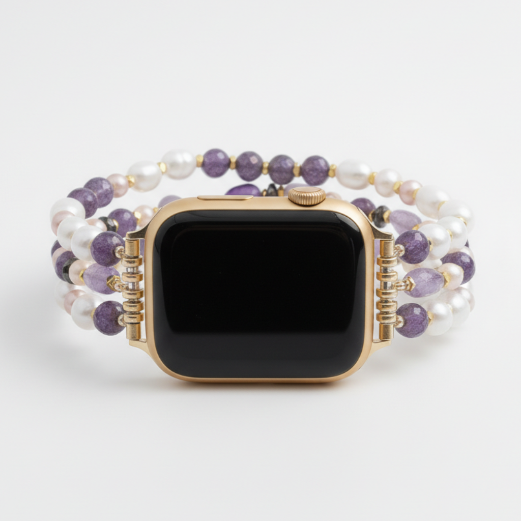 Amethist Parel Cluster Rekbare Apple Watch Band