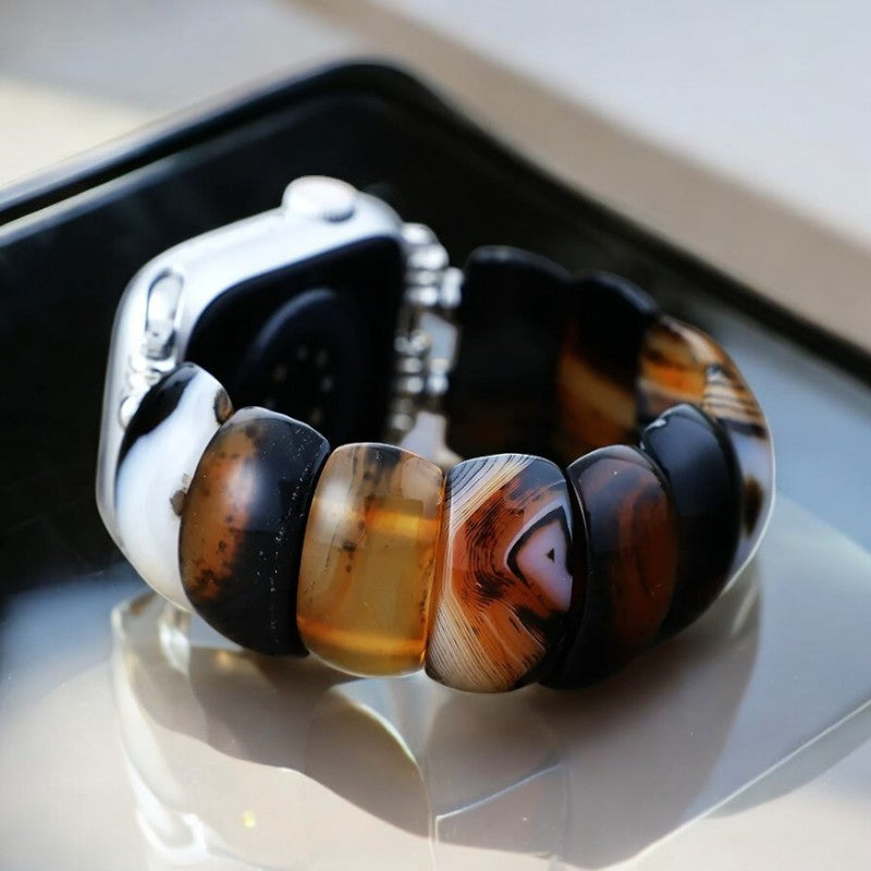 Bohemian Onyx Elegantie Stretch Apple Watch Bandje
