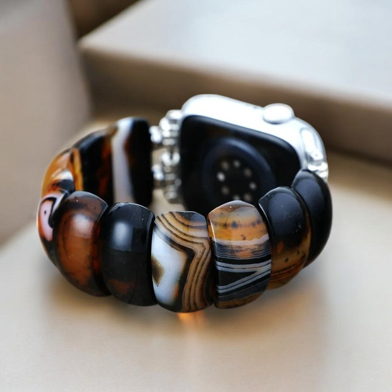 Bohemian Onyx Elegantie Stretch Apple Watch Bandje