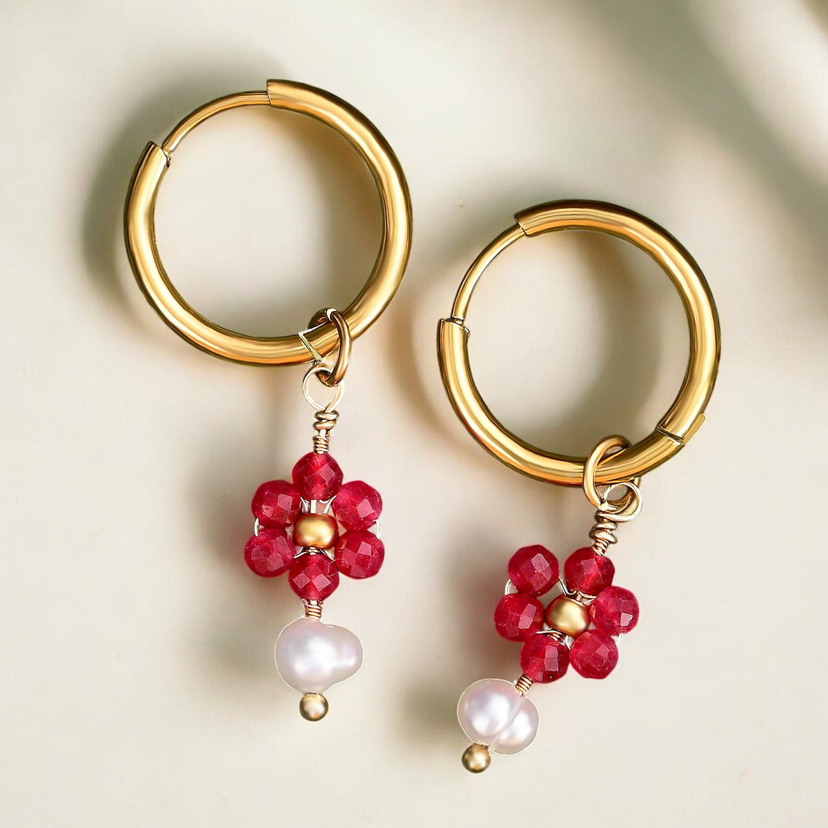 Gouden Grace Parel & Agaat Creolen