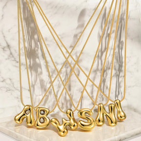 Gouden Glow Bubble Letter Initial Ketting