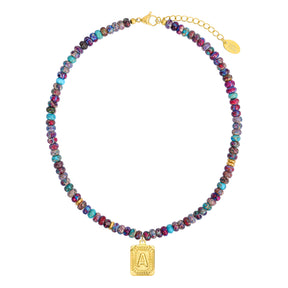 Blauwe Imperial Jaspis Letter Ketting