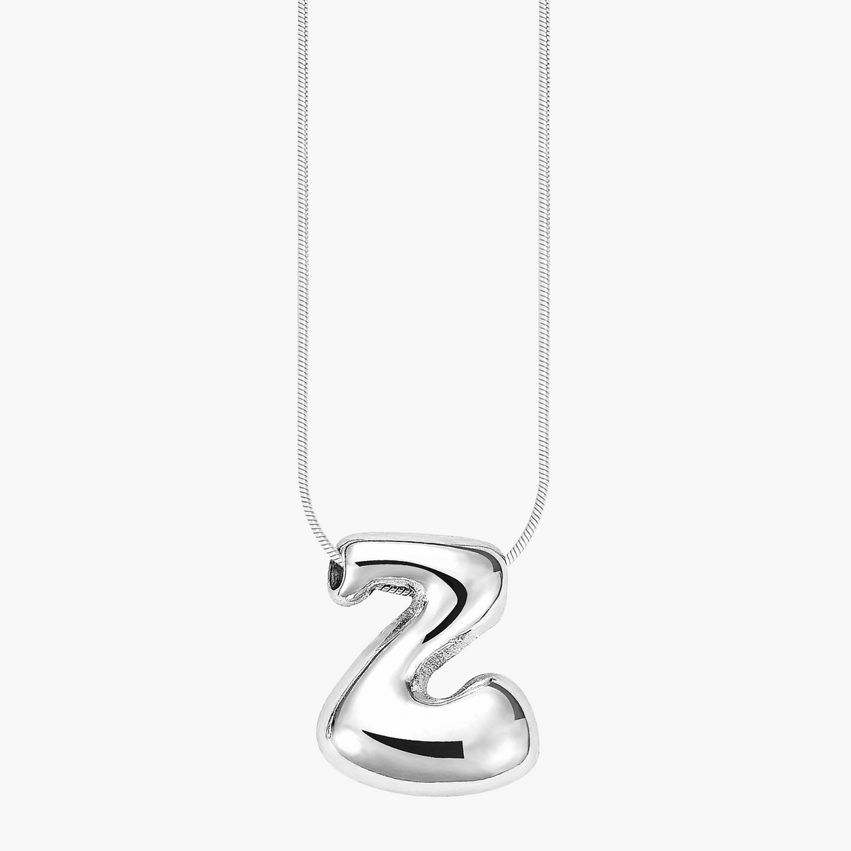 Zilveren Glow Bubble Letter Initial Ketting