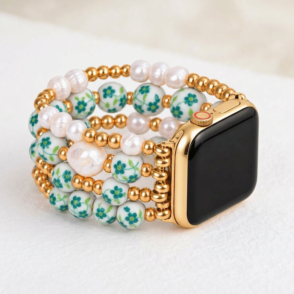 Porseleinen tuin Apple Watch-bandje Emerald Grove