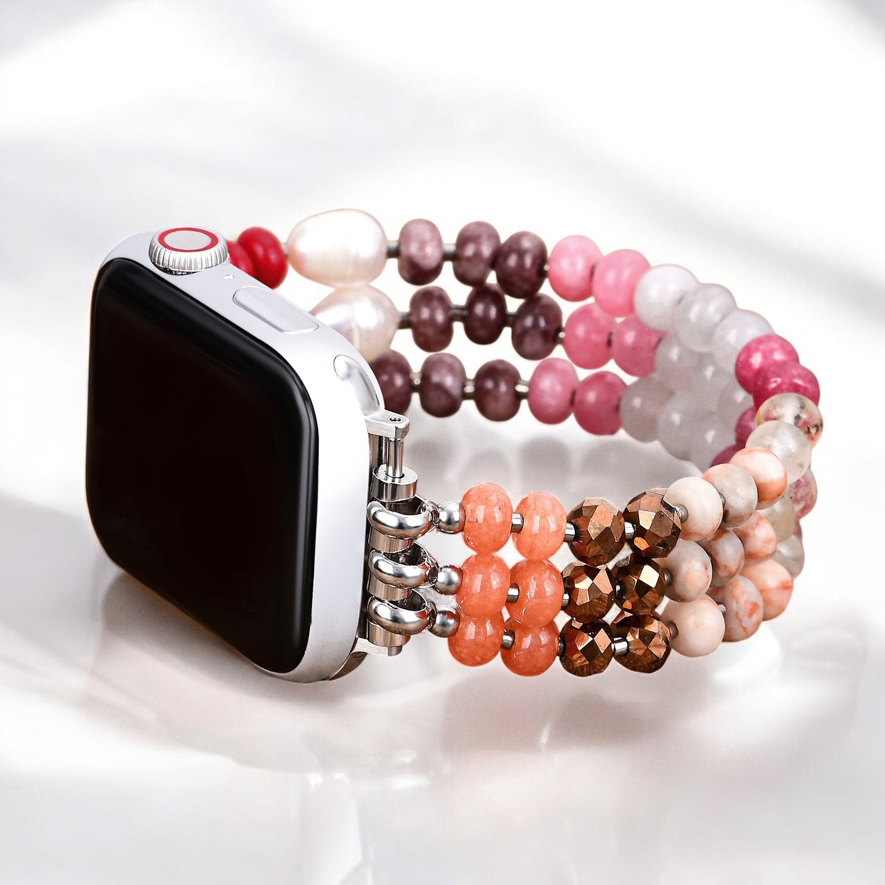 Ruby Blush Stone Stretch Apple Watch Bandje