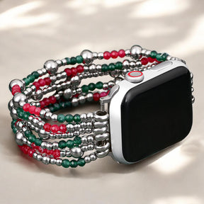 Feestelijke Zilveren Elegantie Stretch Apple Watch Band