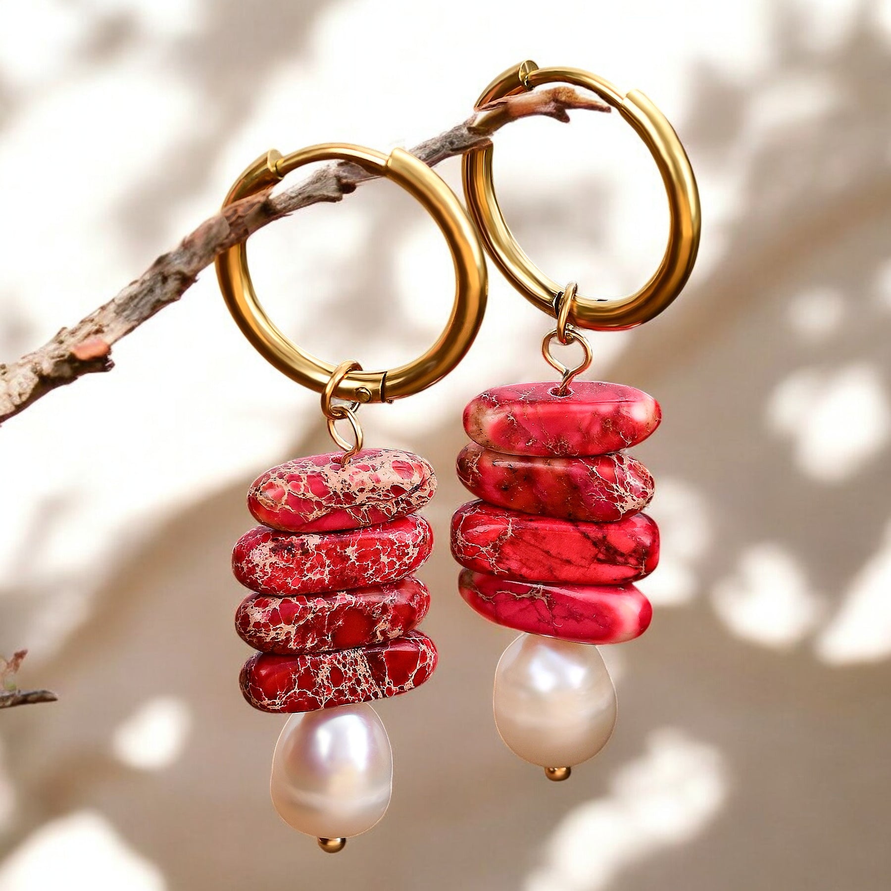 Ocean Bliss Pearl & Jade Jasper Oorring Dangles