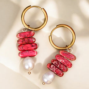 Ocean Bliss Pearl & Jade Jasper Oorring Dangles