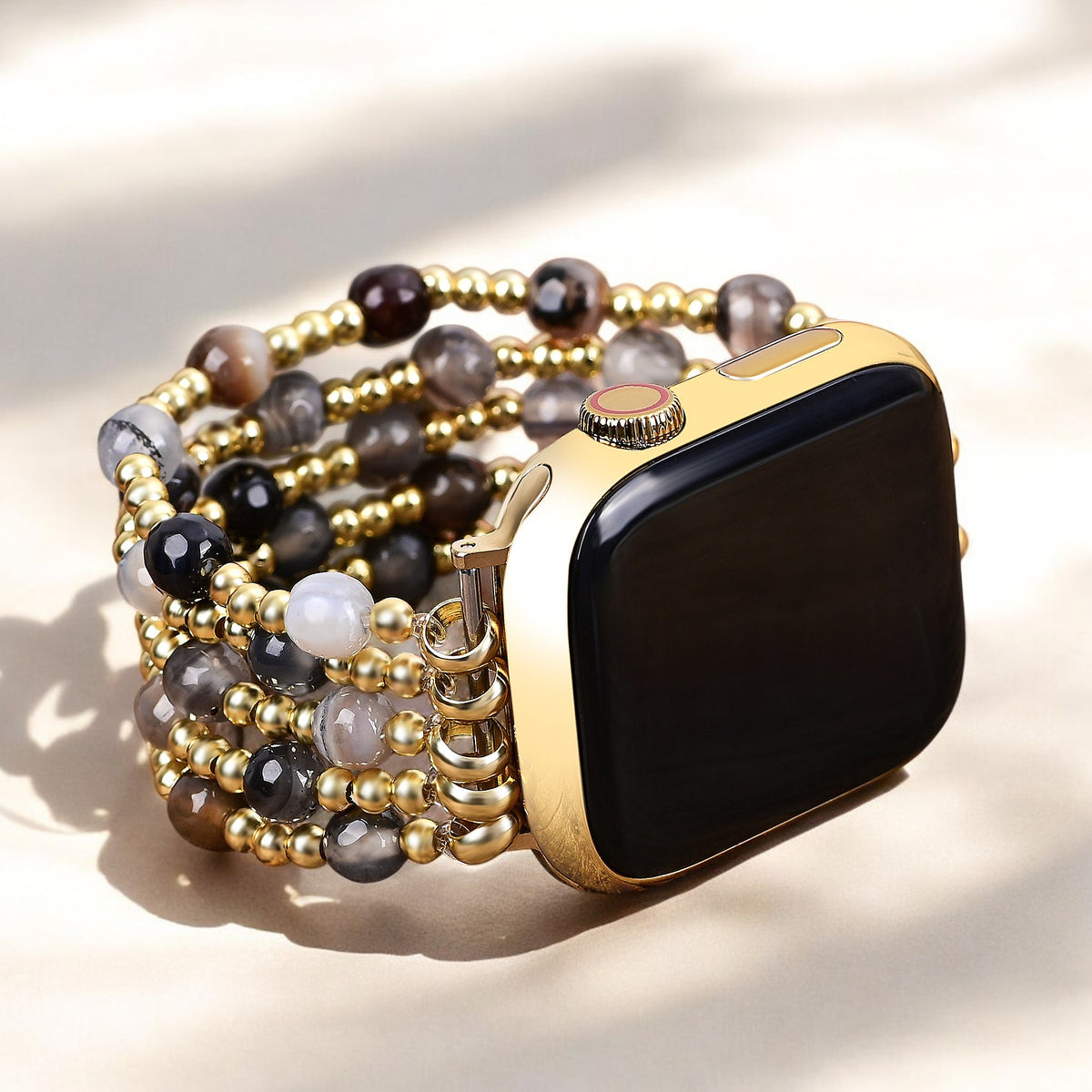 Goud en parel stretch Apple Watch bandje