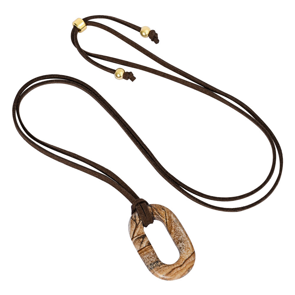 Suède afbeelding steen sereniteit ketting