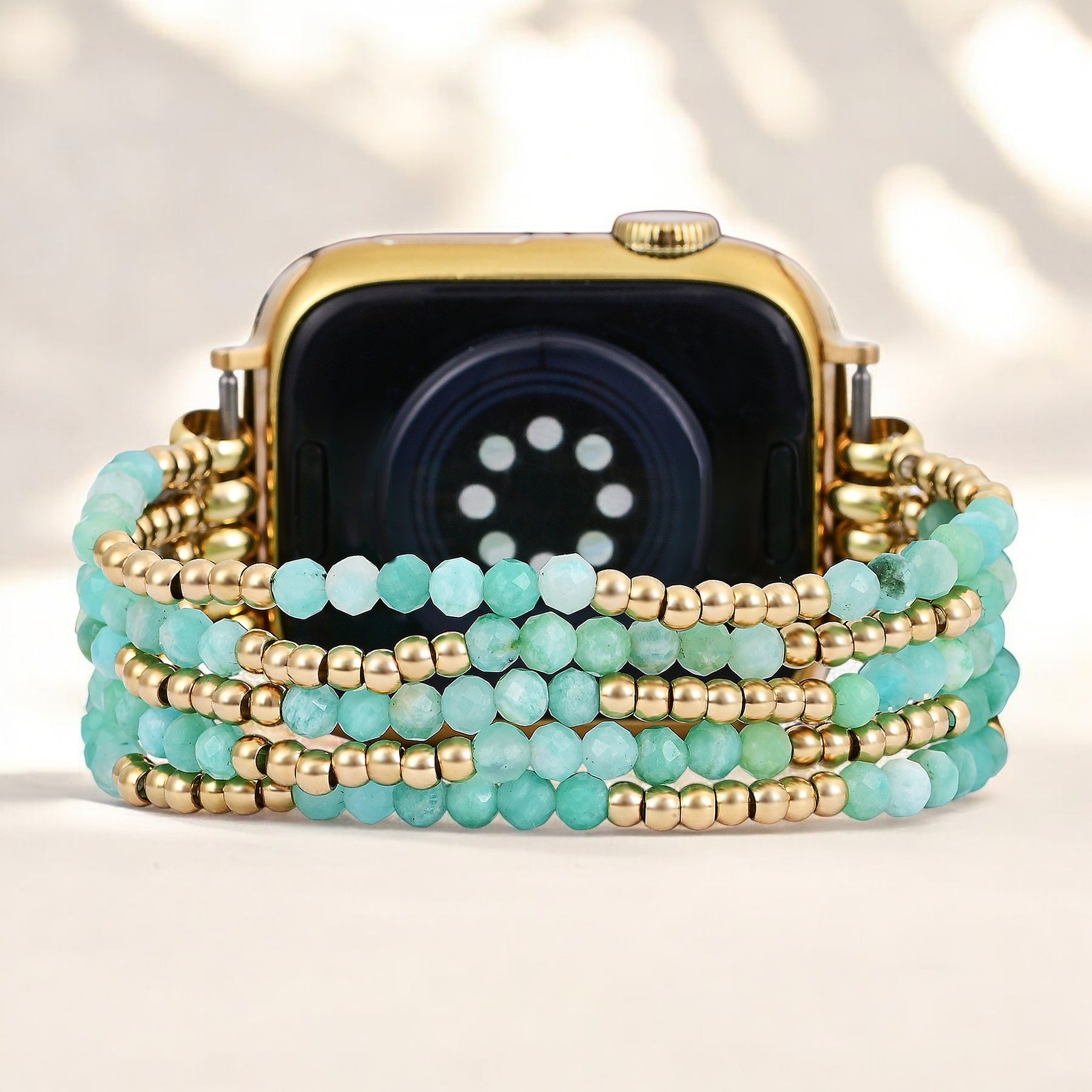Gloeiende Amazoniet Stretch Apple Watch Band