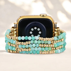 Gloeiende Amazoniet Stretch Apple Watch Band